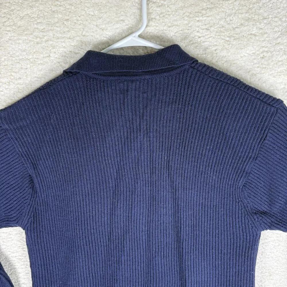 Vintage Haband Lions Den Sweater Mens XL Blue Ribbed Wool Blend Corduory Henley